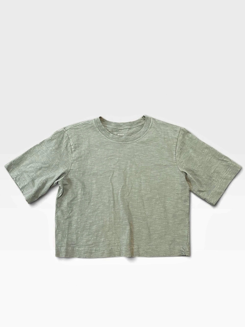 Maeve Corey Cotton Boxy Tee Short Sleeve Green XS